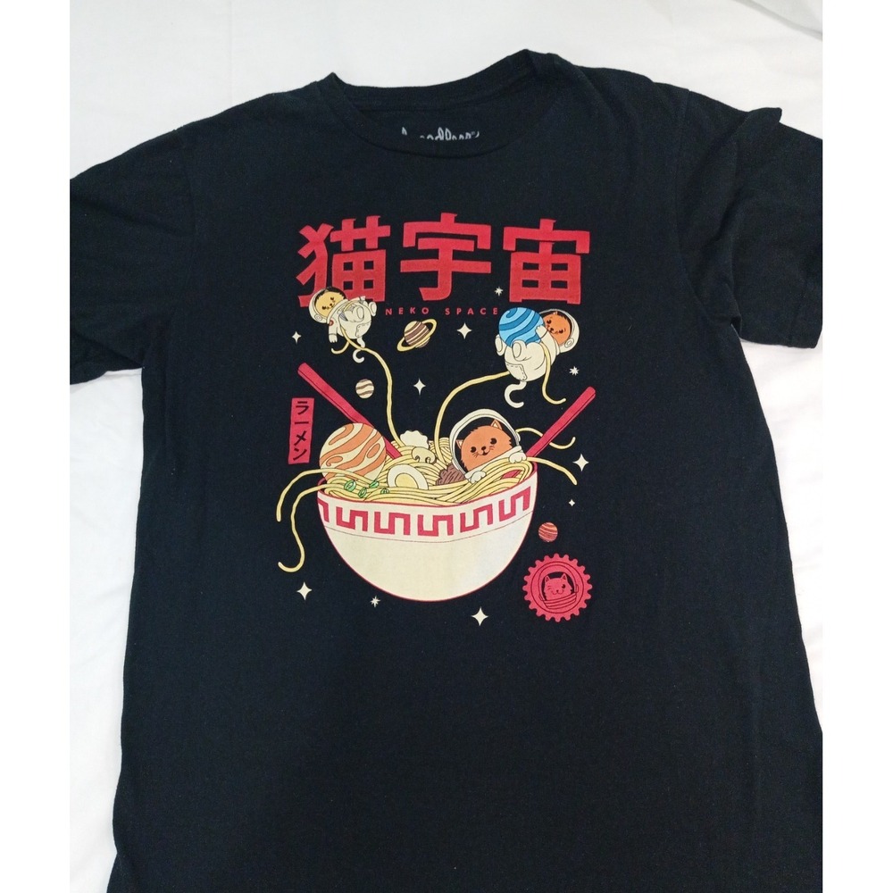 THREADLESS S Black NEKO SPACE Ramen Adventures Tee T SHIRT TOP Samuel‎ Chavez
